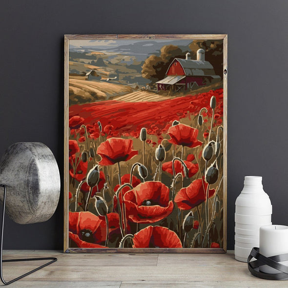 Câmp roșu (Red field) - Pictură pe numere - Pictorul Fericit