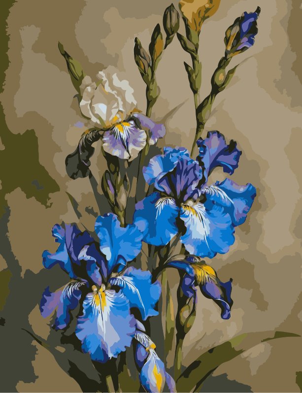 Flori albastre (Blue flowers) - Pictură pe numere - 3 | YEO