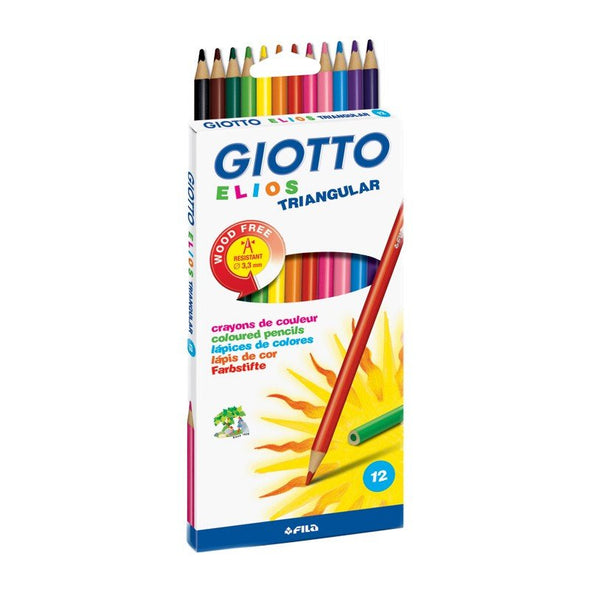 Set 12 creioane colorate, mină triunghiulară, înveliș sintetic, Elios Giotto - Pictorul Fericit