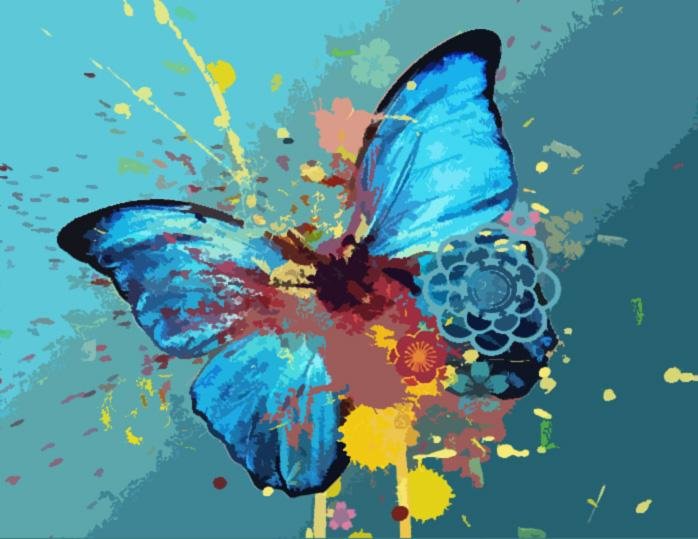 Blue Butterfly - Pictură pe numere - 1 | YEO