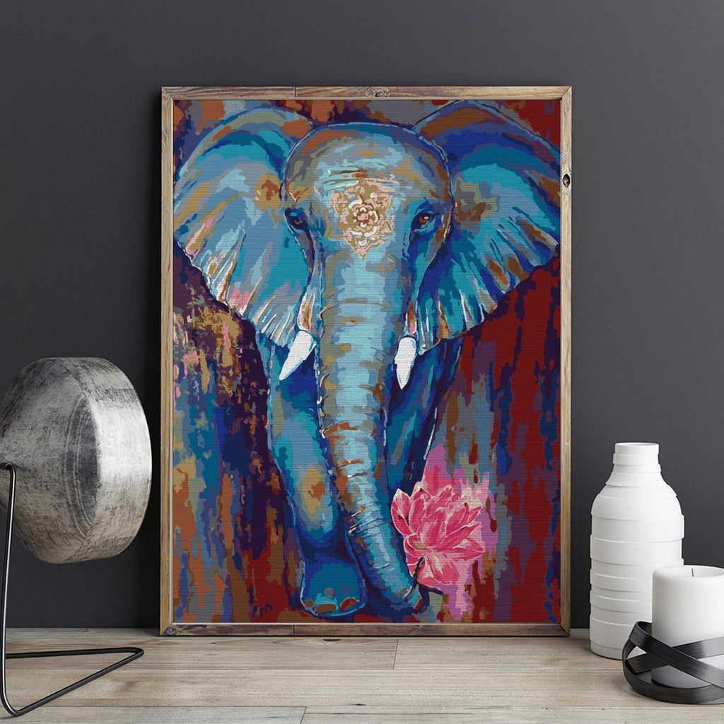 Blue elephant - Pictură pe numere - 3 | YEO