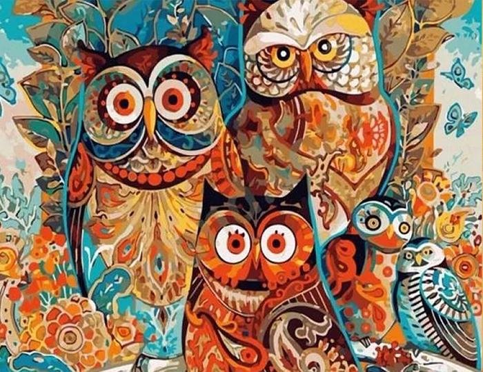 Curious owls - Pictură pe numere - 1 | YEO