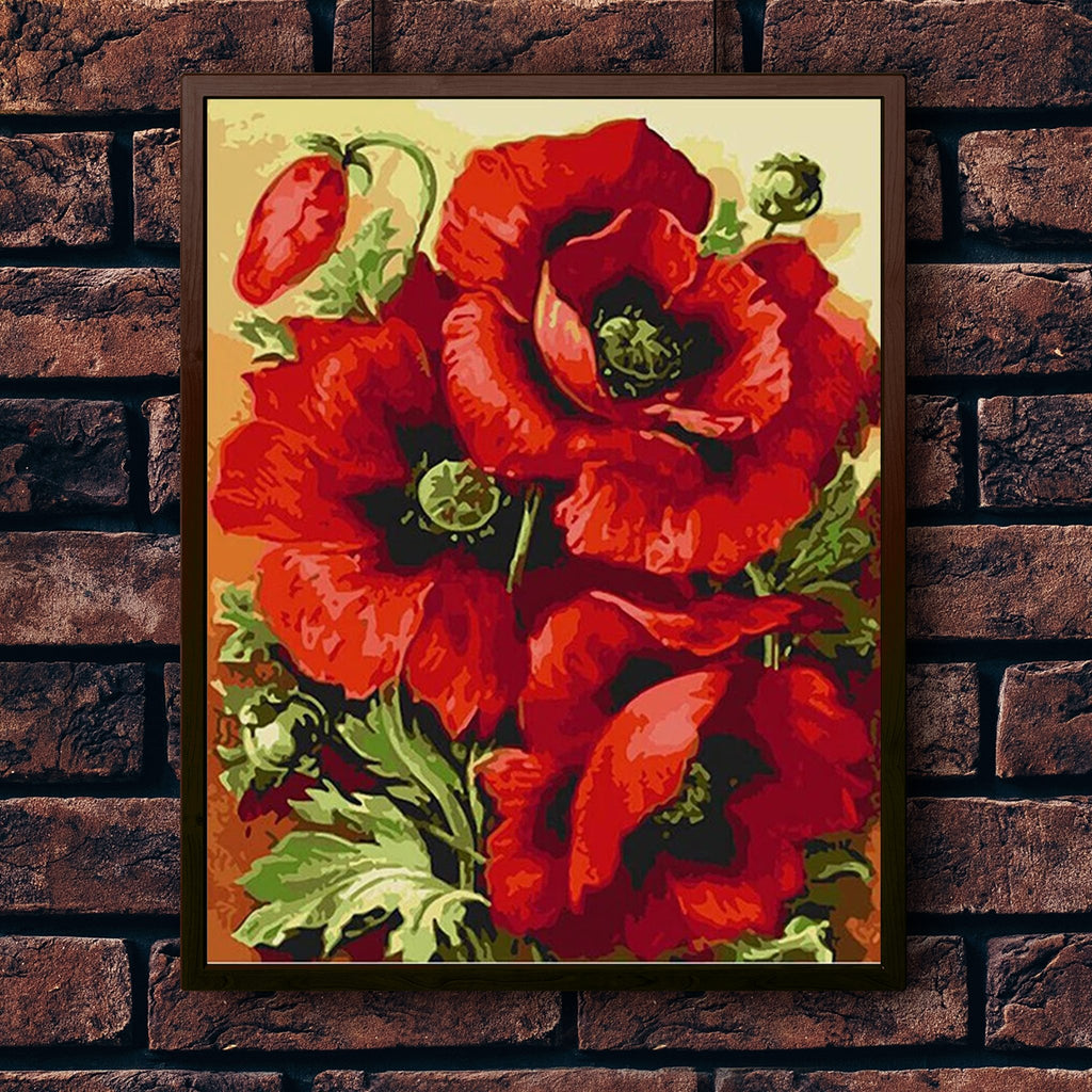 Intense Red Poppies - Pictură pe numere