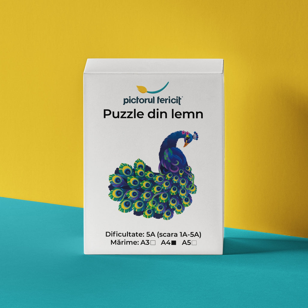 Păun măiestuos - Puzzle din lemn