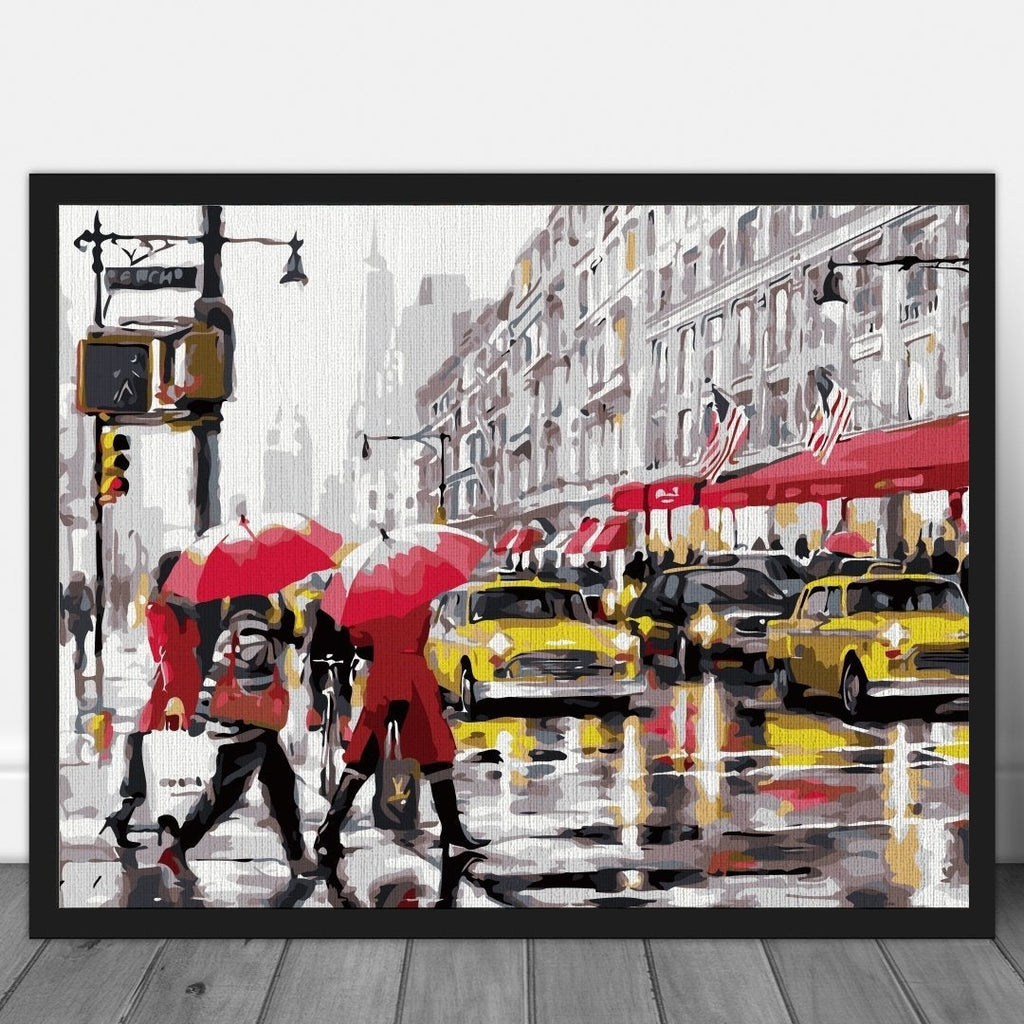 Rainy day in New York (New York Shoppers Xmas) - Pictură pe numere