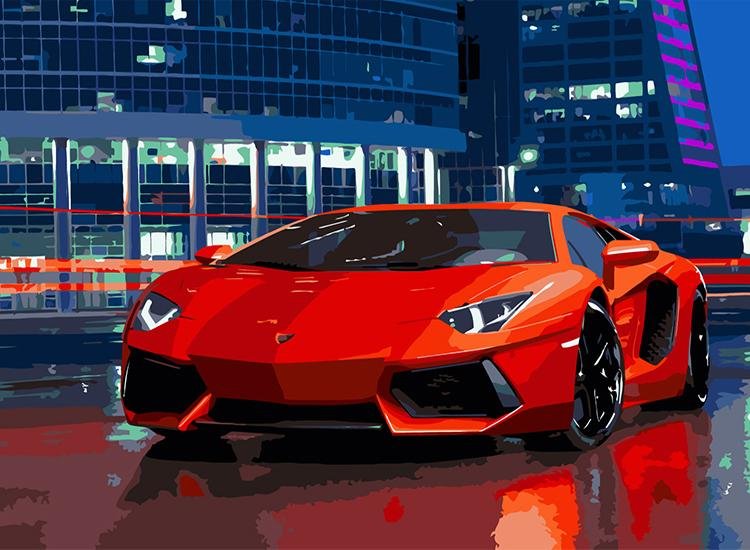 Red Lamborghini - Pictură pe numere - 1 | YEO